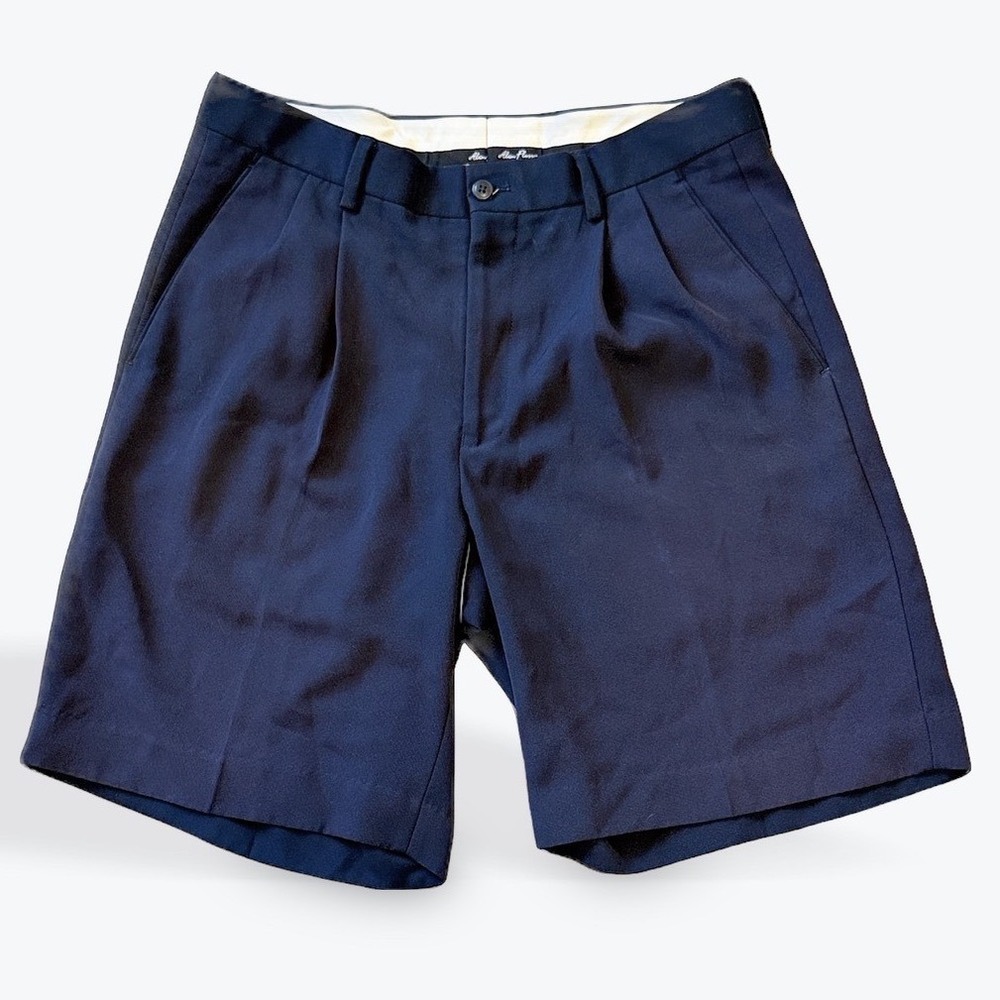 Alan Flusser Golf Shorts Navy Pleated Polyester Men Size 32